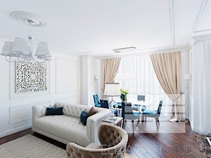 Wnętrza w stylu Modern Classic - Duży biały salon z jadalnią, styl glamour - zdjęcie od PRIMAVERA-HOME.COM