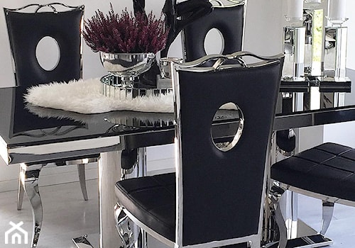 Krzesło tapicerowane stal nowoczesne glamour do jadalni czarne VITO - zdjęcie od PRIMAVERA-HOME.COM
