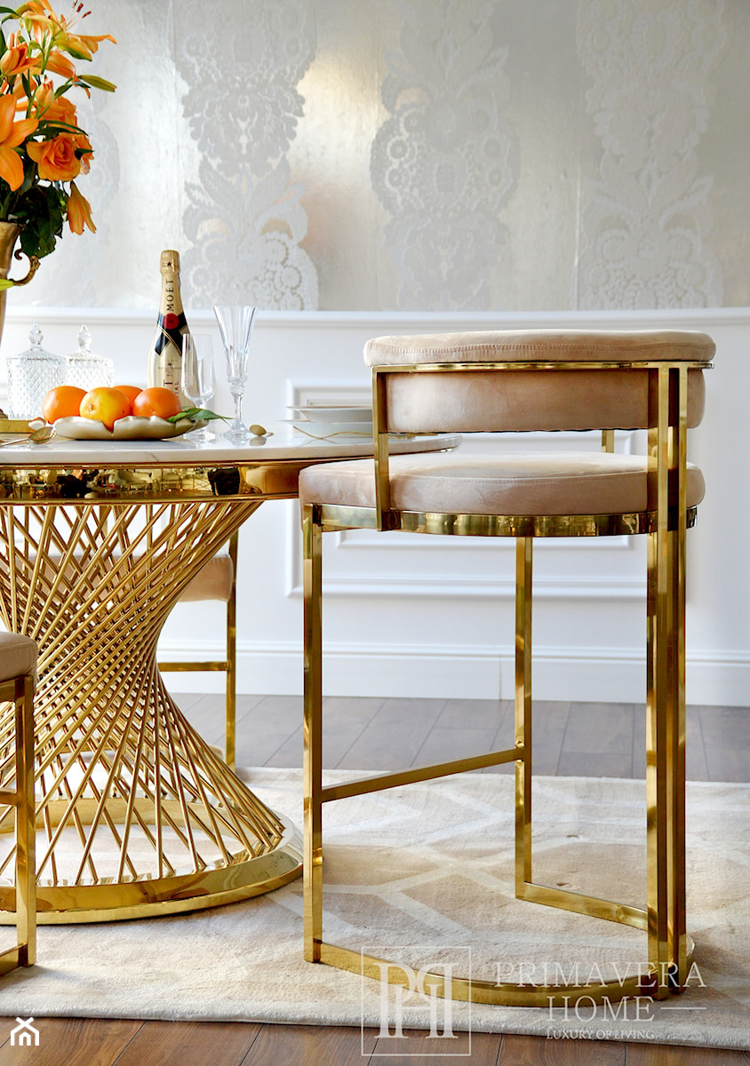 Krzesła hokery stół glamour do jadalni - jadalnia w stylu glamour - zdjęcie od PRIMAVERA-HOME.COM