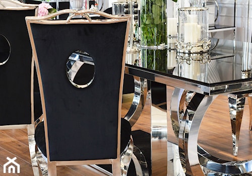Stół i krzesła do jadalni ze stali w stylu Glamour i Nowoczesnym - Mała biała jadalnia w salonie, styl glamour - zdjęcie od PRIMAVERA-HOME.COM
