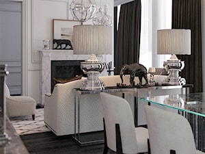 Wnętrza w stylu Modern Classic - Średni biały salon z jadalnią, styl glamour - zdjęcie od PRIMAVERA-HOME.COM