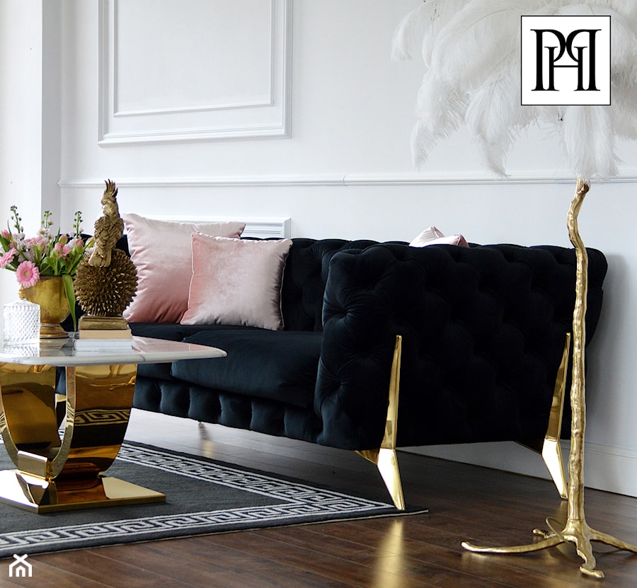 Meble tapicerowane - czarna elegancka sofa w stylu Glamour - zdjęcie od PRIMAVERA-HOME.COM