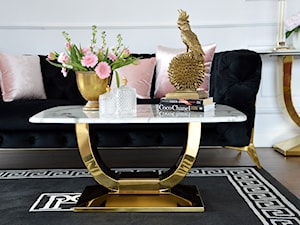 Stolik kawowy glamour do salonu z białym marmurowym blatem złoty ART DECO - zdjęcie od PRIMAVERA-HOME.COM