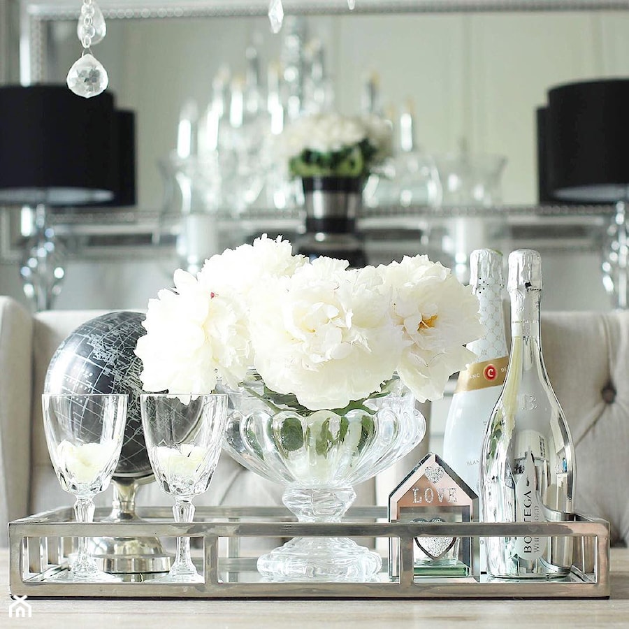 Taca lustrzana prostokątna, srebrna, glamour - zdjęcie od PRIMAVERA-HOME.COM