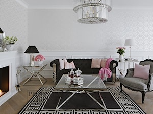 Apartament w stulu Glamour - luksusowe wnetrza: salon, sypialnia, kuchnia, łazie - Średni beżowy biały salon - zdjęcie od PRIMAVERA-HOME.COM