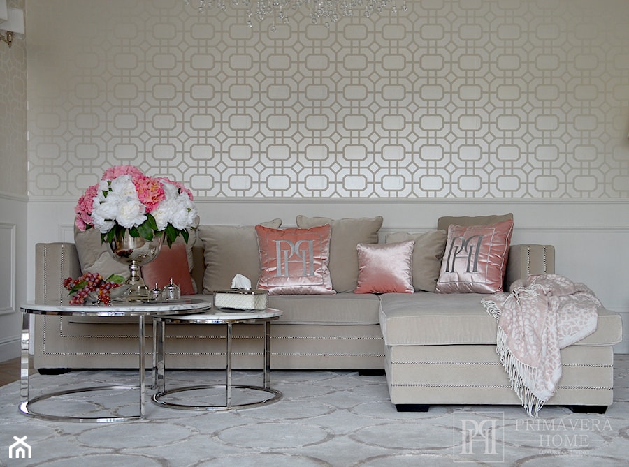 Elegancka sofa narożnik glamour - salon w stylu glamour - zdjęcie od PRIMAVERA-HOME.COM