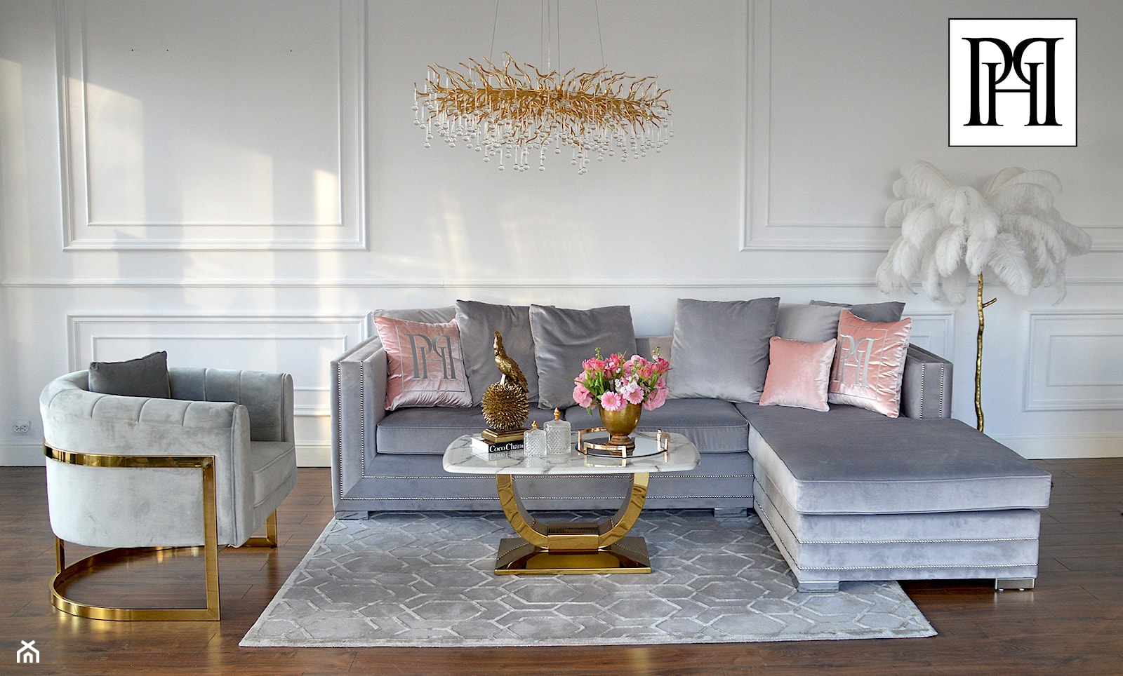 Meble tapicerowane w stylu Glamour - nowoczesna sofa narożna - zdjęcie od PRIMAVERA-HOME.COM - Homebook