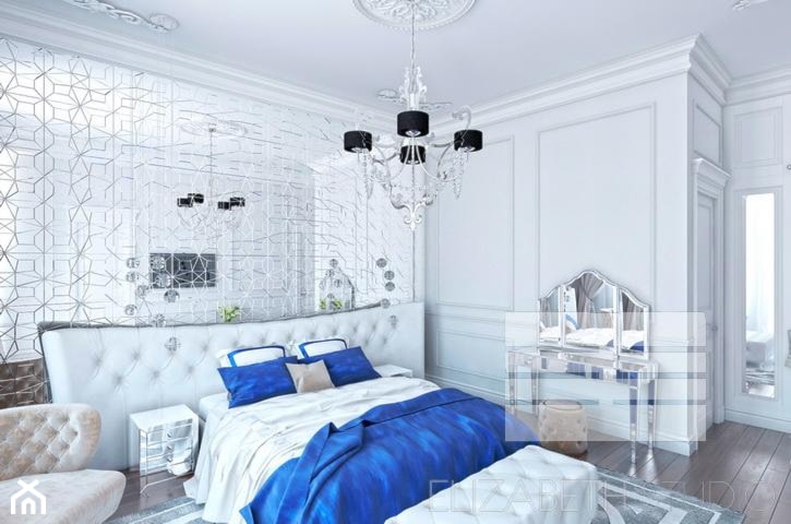 Wnętrza w stylu Modern Classic - Duża biała sypialnia, styl glamour - zdjęcie od PRIMAVERA-HOME.COM