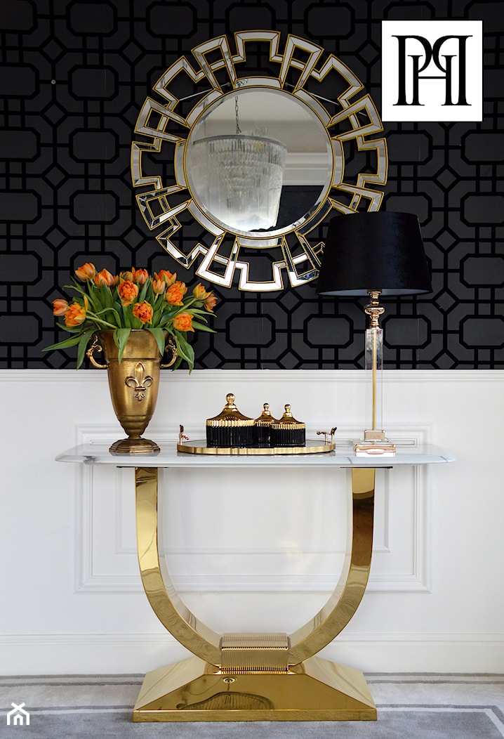 Nowoczesne oświetlenie - złota lampa czarny abażur w stylu Glmaour - zdjęcie od PRIMAVERA-HOME.COM - Homebook