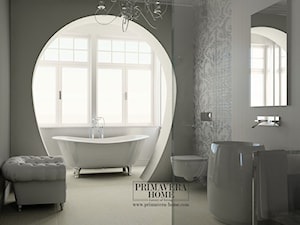 Łazienka w stylu Glamour z obrazem z mozaiki - Średnia na poddaszu łazienka z oknem, styl minimalistyczny - zdjęcie od PRIMAVERA-HOME.COM