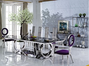 Wnętrza w stylu Modern Classic - Biały szary salon z jadalnią, styl glamour - zdjęcie od PRIMAVERA-HOME.COM