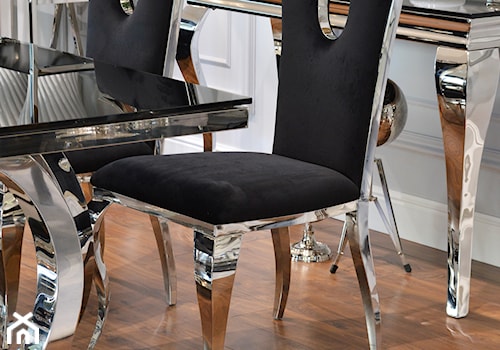 Stół i krzesła do jadalni ze stali w stylu Glamour i Nowoczesnym - Mała szara jadalnia, styl nowoczesny - zdjęcie od PRIMAVERA-HOME.COM