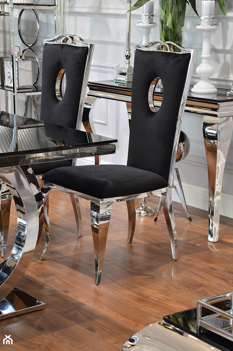 Stół i krzesła do jadalni ze stali w stylu Glamour i Nowoczesnym - Mała szara jadalnia, styl nowoczesny - zdjęcie od PRIMAVERA-HOME.COM