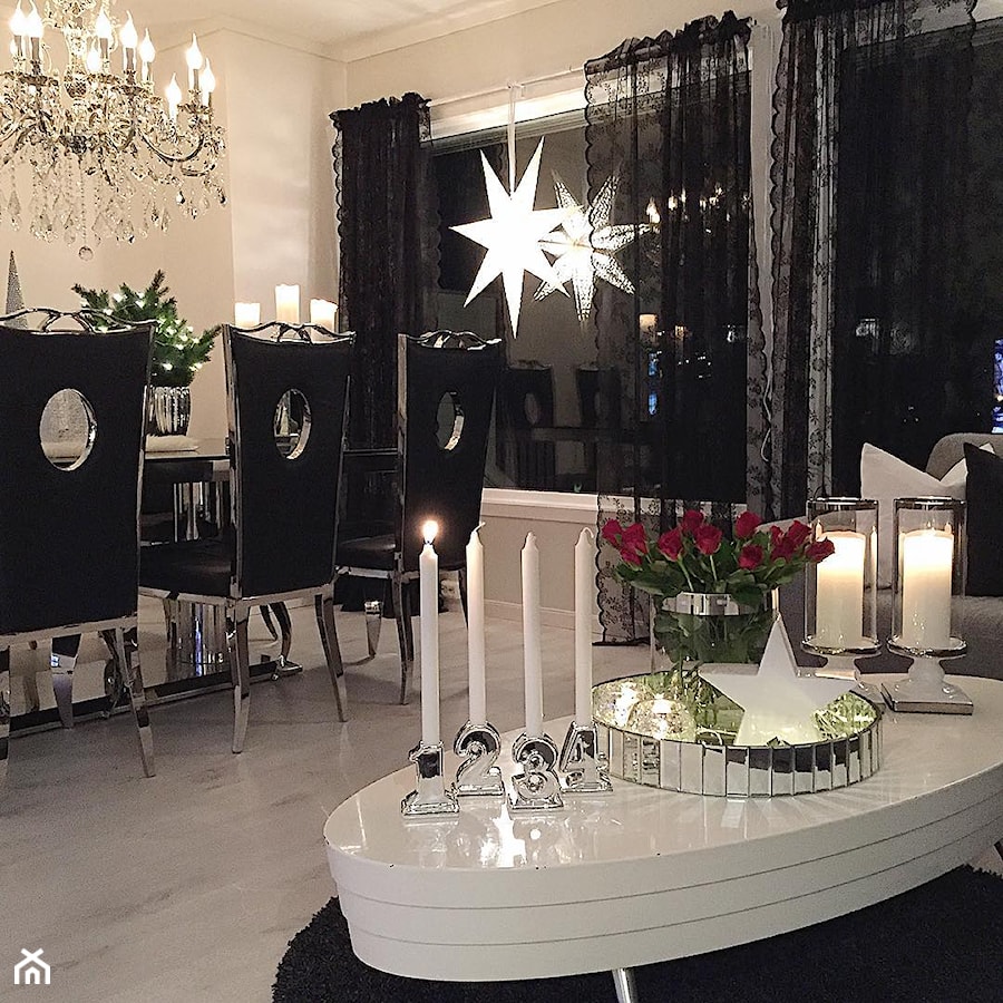 Salon w stylu Glamour - Mały biały salon z jadalnią, styl glamour - zdjęcie od PRIMAVERA-HOME.COM