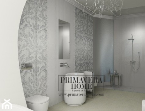 Łazienka w stylu Glamour z obrazem z mozaiki - Duża z marmurową podłogą łazienka, styl glamour - zdjęcie od PRIMAVERA-HOME.COM