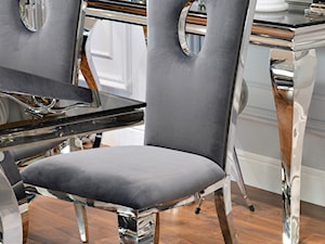 Krzesło tapicerowane stal nowoczesne glamour do jadalni szare VITO - zdjęcie od PRIMAVERA-HOME.COM