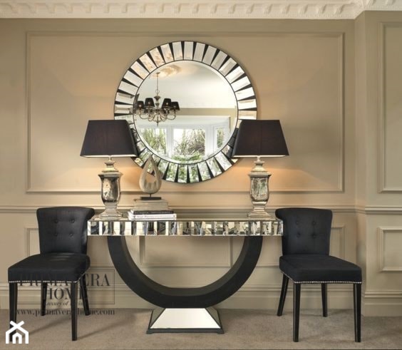 Meble lustrzane w stylu nowojorskim - Średni beżowy salon, styl glamour - zdjęcie od PRIMAVERA-HOME.COM - Homebook