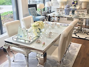 Stół i krzesła do jadalni ze stali w stylu Glamour i Nowoczesnym - Mały beżowy salon z jadalnią, styl nowoczesny - zdjęcie od PRIMAVERA-HOME.COM