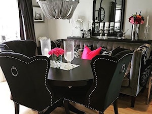 Krzesła tapicerowane z kplatką w stylu Prowansalskim Shabby chic - Średnia biała jadalnia jako osobne pomieszczenie, styl glamour - zdjęcie od PRIMAVERA-HOME.COM