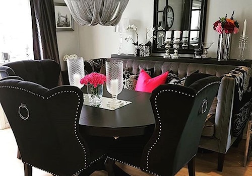 Krzesła tapicerowane z kplatką w stylu Prowansalskim Shabby chic - Średnia biała jadalnia jako osobne pomieszczenie, styl glamour - zdjęcie od PRIMAVERA-HOME.COM