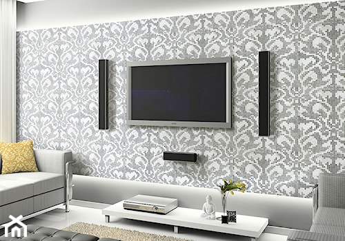 Mozaika szklana Damasco Oro Bianco biała+ srebrna Silver - zdjęcie od PRIMAVERA-HOME.COM
