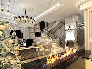 Wnętrza Glamour ze złotymi meblami ze stali oraz tapicerowanymi na zamówienie - Duży beżowy biały salon, styl glamour - zdjęcie od PRIMAVERA-HOME.COM