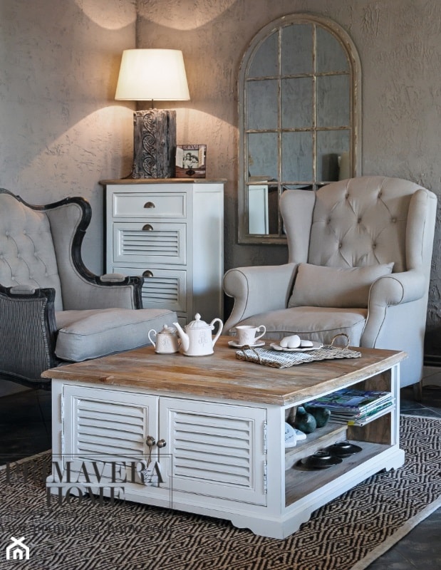 Wnętrza w stulu PROWANSALSKIM I SHABBY CHIC - Beżowy salon, styl prowansalski - zdjęcie od PRIMAVERA-HOME.COM