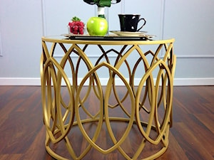 Stolik kawowy ława szklany Vicenza złoty stalowy - zdjęcie od PRIMAVERA-HOME.COM