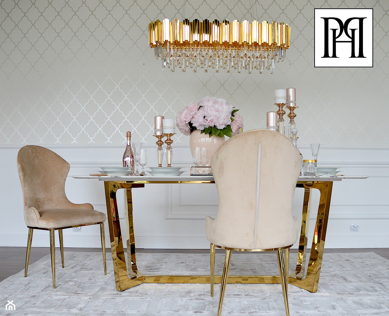 Nowoczesne oświetlenie - złoty żyrandol w stylu Glamour - zdjęcie od PRIMAVERA-HOME.COM - Homebook