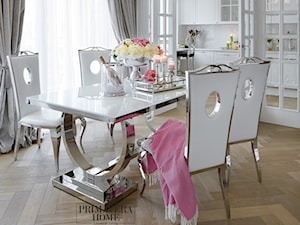 Apartament w stulu Glamour - luksusowe wnetrza: salon, sypialnia, kuchnia, łazie - Średnia biała jadalnia w kuchni - zdjęcie od PRIMAVERA-HOME.COM