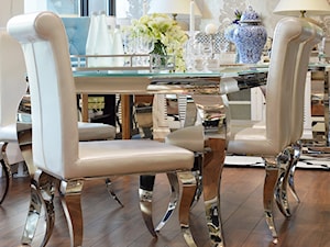 Stół i krzesła do jadalni ze stali w stylu Glamour i Nowoczesnym - Średnia beżowa jadalnia, styl glamour - zdjęcie od PRIMAVERA-HOME.COM