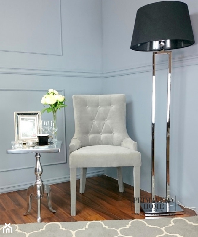 Wnetrza w stylu Hamptons - Mała szara jadalnia jako osobne pomieszczenie, styl glamour - zdjęcie od PRIMAVERA-HOME.COM