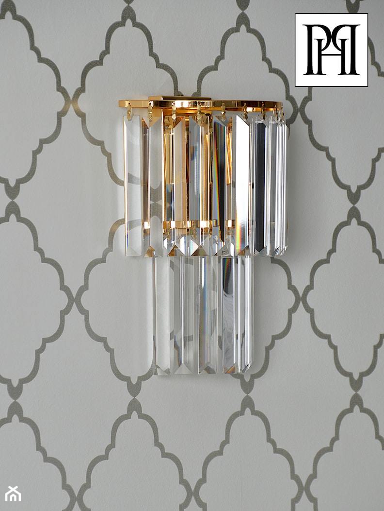 Nowoczesne oświetlenie - złoty kryształowy kinkiet w stylu Glamour - zdjęcie od PRIMAVERA-HOME.COM - Homebook