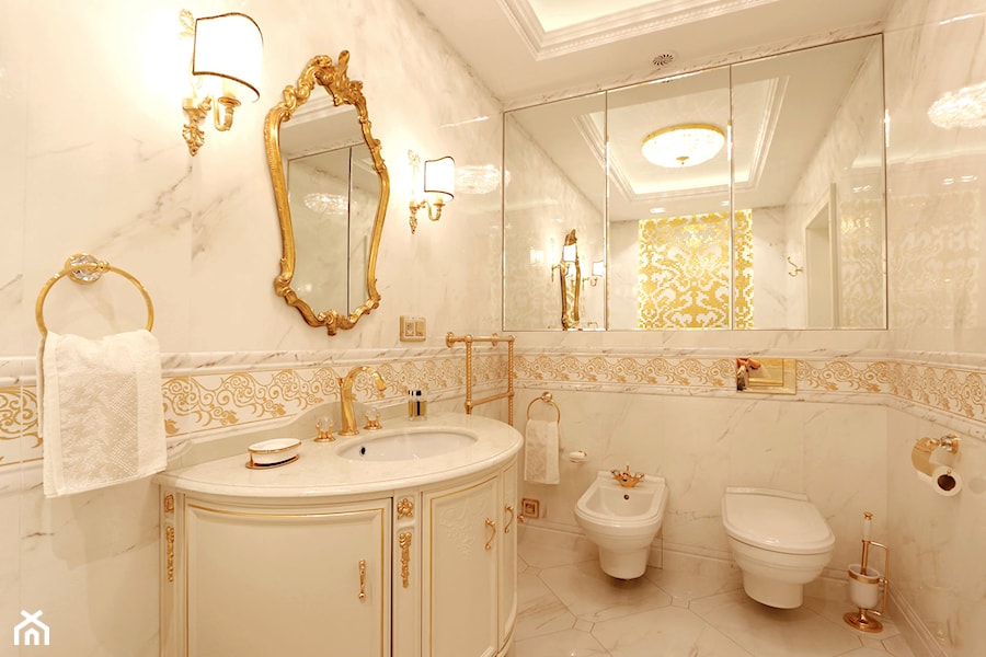 Łazienka w stylu Glamour z obrazem z mozaiki - Średnia bez okna łazienka, styl glamour - zdjęcie od PRIMAVERA-HOME.COM