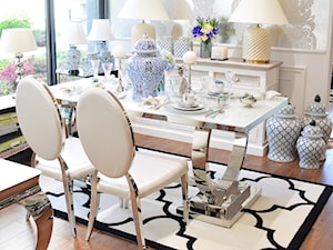 Stół i krzesła do jadalni ze stali w stylu Glamour i Nowoczesnym - Biały salon z jadalnią, styl nowoczesny - zdjęcie od PRIMAVERA-HOME.COM