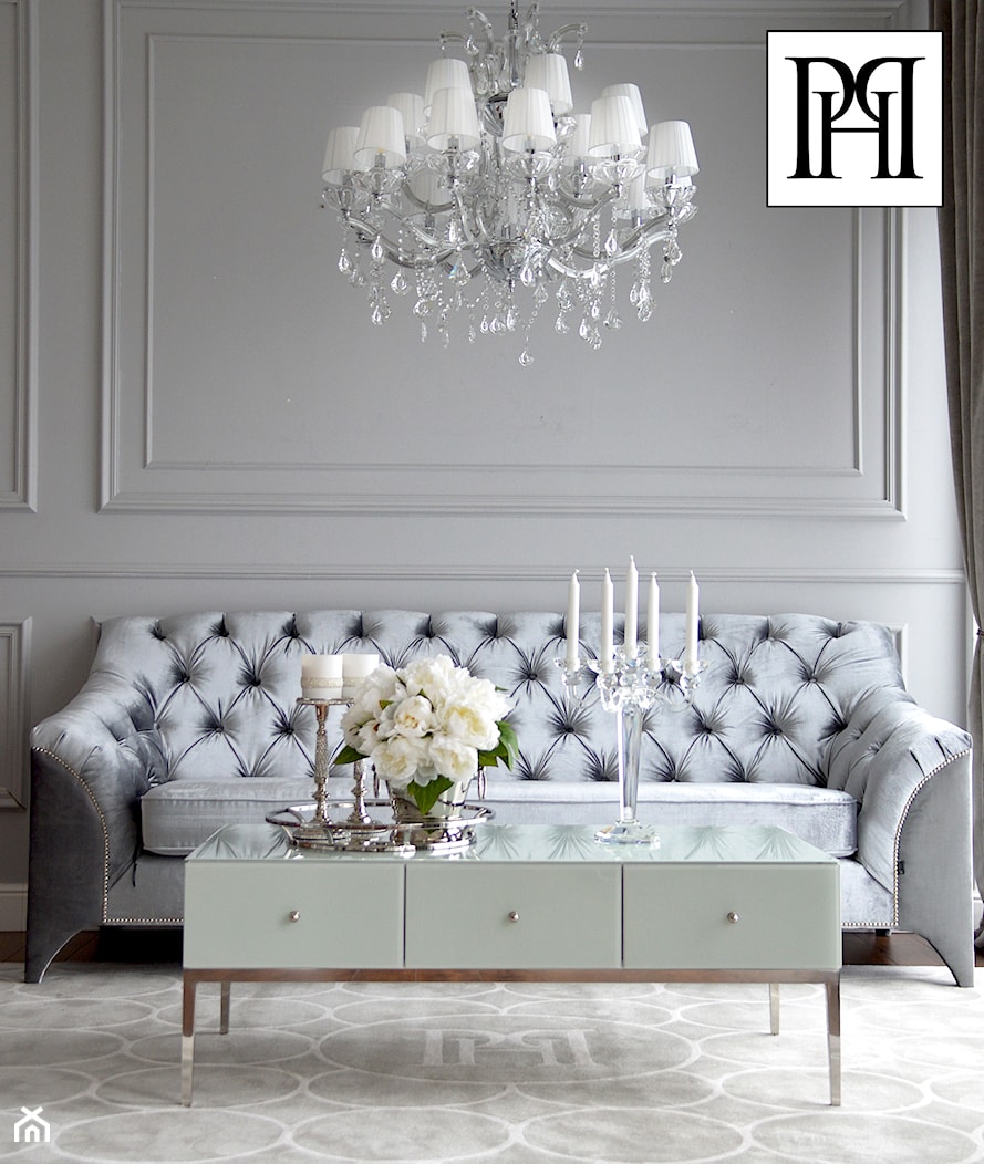 Nowoczesne oświetlenie - srebrny kryształowy żyrandol w stylu Glamour - zdjęcie od PRIMAVERA-HOME.COM - Homebook