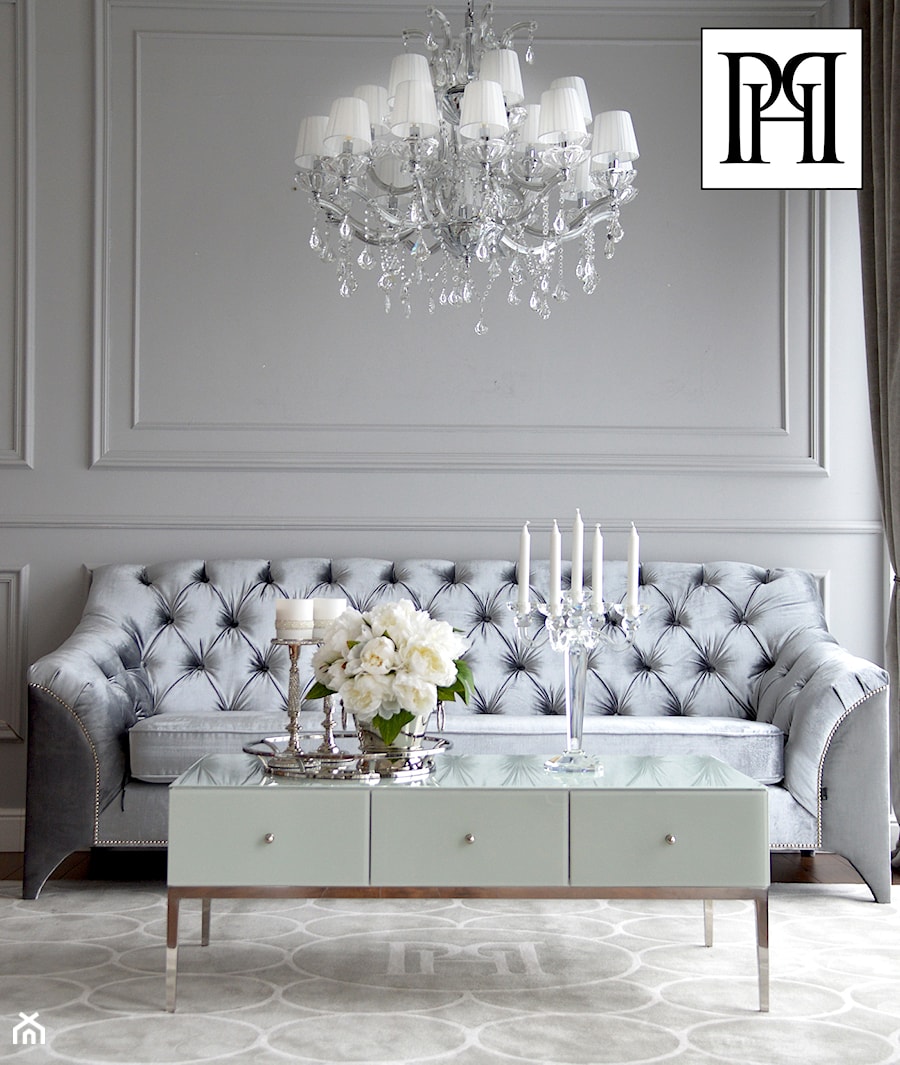 Nowoczesne oświetlenie - srebrny kryształowy żyrandol w stylu Glamour - zdjęcie od PRIMAVERA-HOME.COM