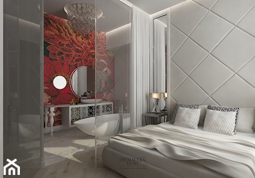 Łazienka w stylu Glamour z obrazem z mozaiki - Średnia szara sypialnia, styl glamour - zdjęcie od PRIMAVERA-HOME.COM