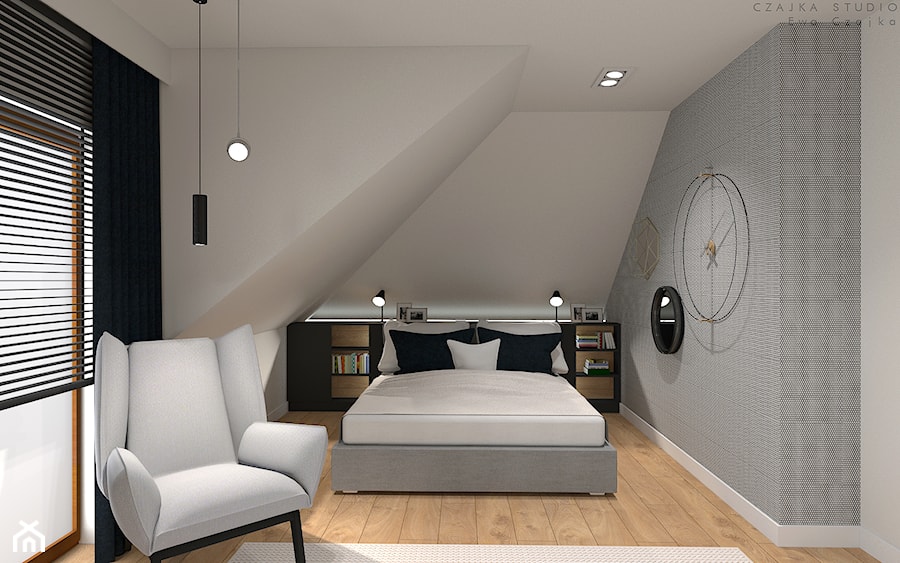 Sypialnia ze skosami - zdjęcie od Czajka Studio