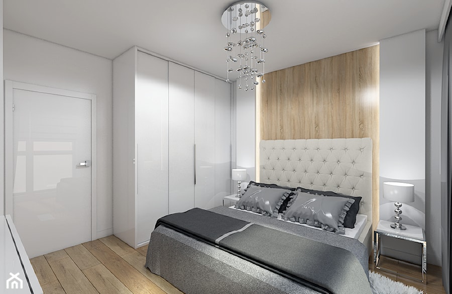 Nieoczywisty Glamour - Apartament Bakalarska Warszawa - Średnia biała sypialnia, styl glamour - zdjęcie od Creoline