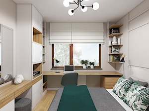 Barwy ziemi - Średnia biała szara z biurkiem sypialnia, styl nowoczesny - zdjęcie od Creoline