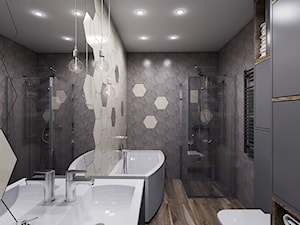 Hexagon w łazience - Średnia na poddaszu bez okna łazienka, styl nowoczesny - zdjęcie od Creoline