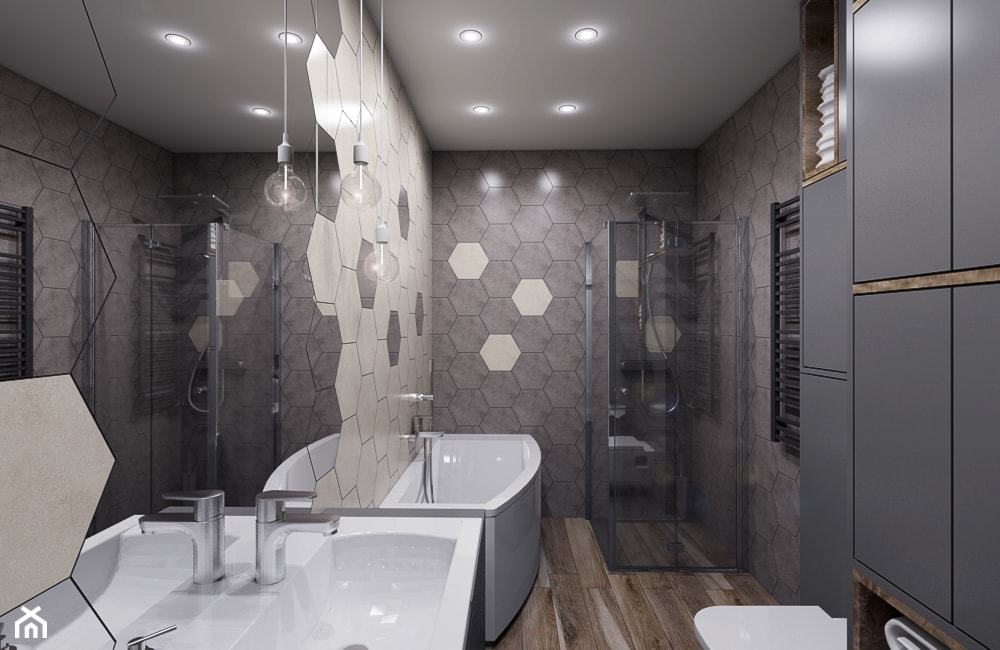 Hexagon w łazience - Średnia na poddaszu bez okna łazienka, styl nowoczesny - zdjęcie od Creoline - Homebook