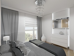 Nieoczywisty Glamour - Apartament Bakalarska Warszawa - Średnia biała sypialnia z balkonem / tarasem ... - zdjęcie od Creoline