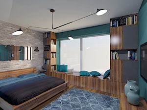 Klimatyczny dom jednorodzinny pod Warszawą - Średnia niebieska sypialnia, styl nowoczesny - zdjęcie od Creoline