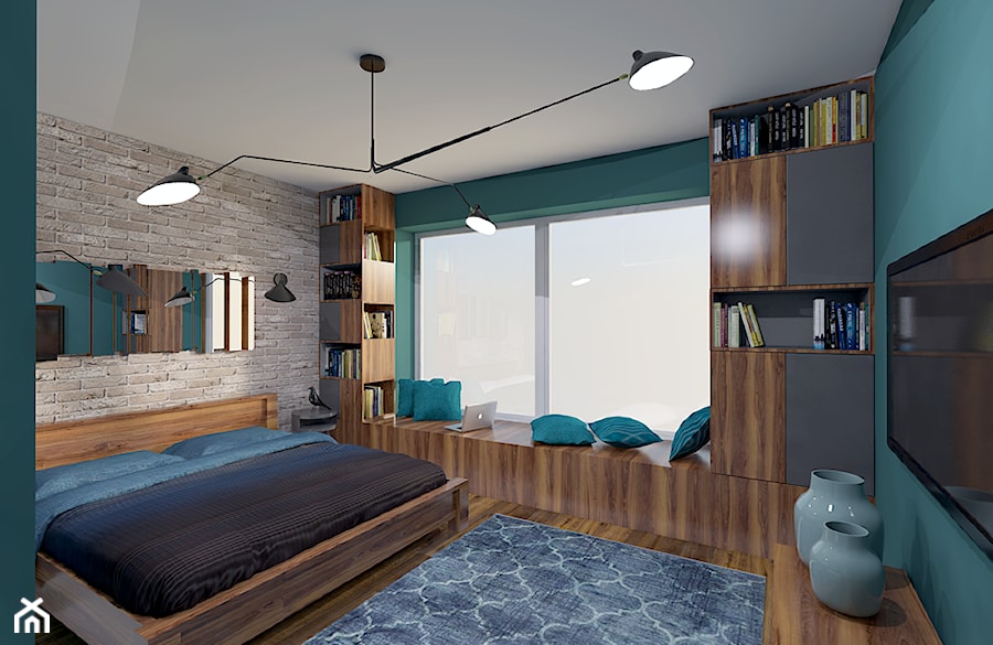 Klimatyczny dom jednorodzinny pod Warszawą - Średnia niebieska sypialnia, styl nowoczesny - zdjęcie od Creoline