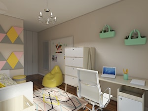 Klimatyczny dom jednorodzinny pod Warszawą - Średni beżowy z panelami tapicerowanymi pokój dziecka dla dziecka dla nastolatka dla dziewczynki, styl nowoczesny - zdjęcie od Creoline