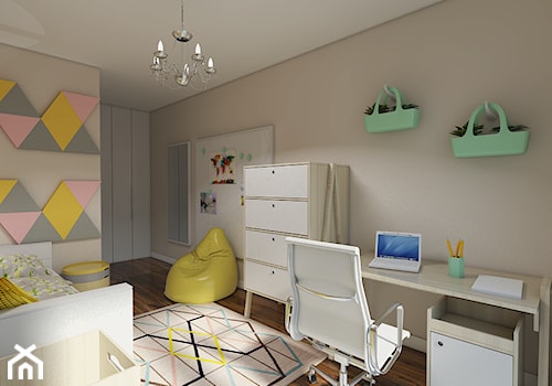 Klimatyczny dom jednorodzinny pod Warszawą - Średni beżowy z panelami tapicerowanymi pokój dziecka dla dziecka dla nastolatka dla dziewczynki, styl nowoczesny - zdjęcie od Creoline
