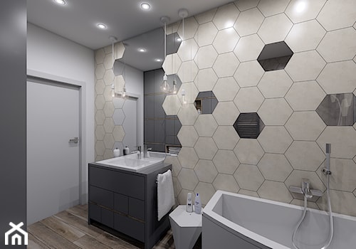 Hexagon w łazience - Mała na poddaszu bez okna łazienka, styl nowoczesny - zdjęcie od Creoline
