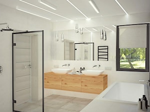 Bliźniak - Średnia z dwoma umywalkami łazienka z oknem, styl nowoczesny - zdjęcie od Anna Wrona